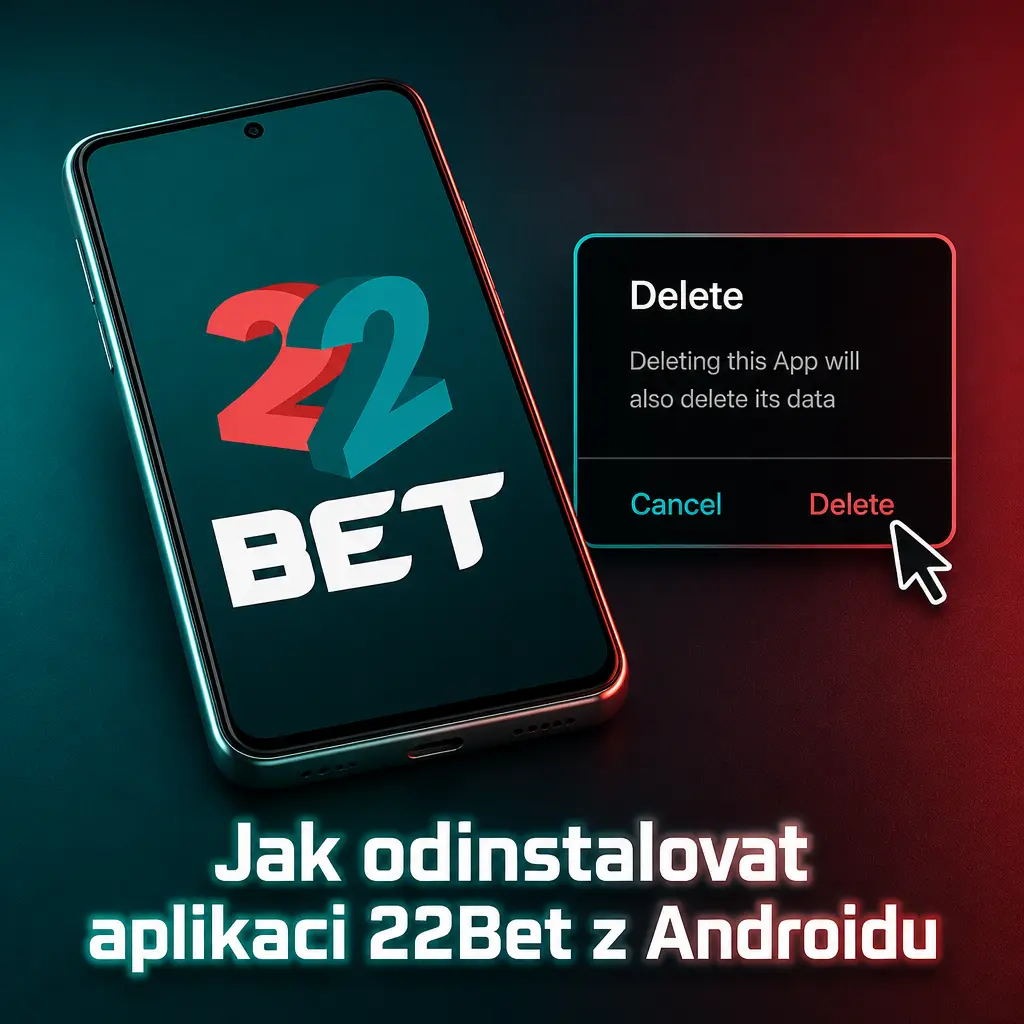 Návod na odinstalování aplikace 22Bet z Androidu – podržení ikony a volba Odinstalovat