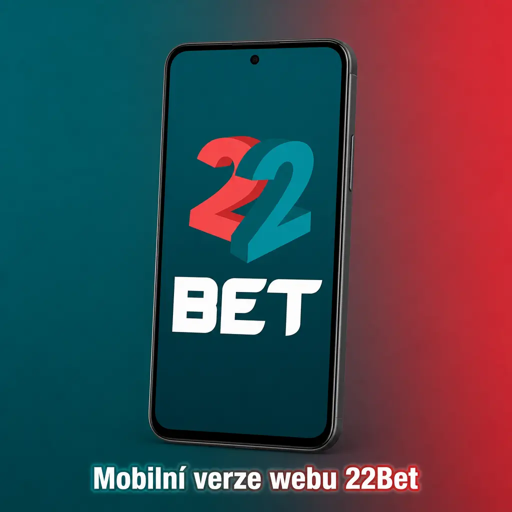 Mobilní verze webu 22Bet v prohlížeči telefonu s přístupem ke casinu a live sázení