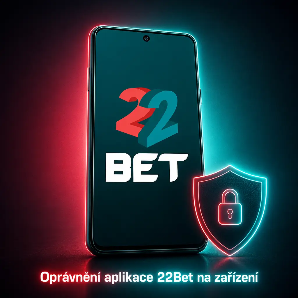 Přehled oprávnění aplikace 22Bet – internet, úložiště, kamera pro KYC, notifikace a SMS pro ověřovací kód.
